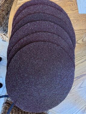 Kohl's Round Beaded Placemats Set in Deep Burgundy